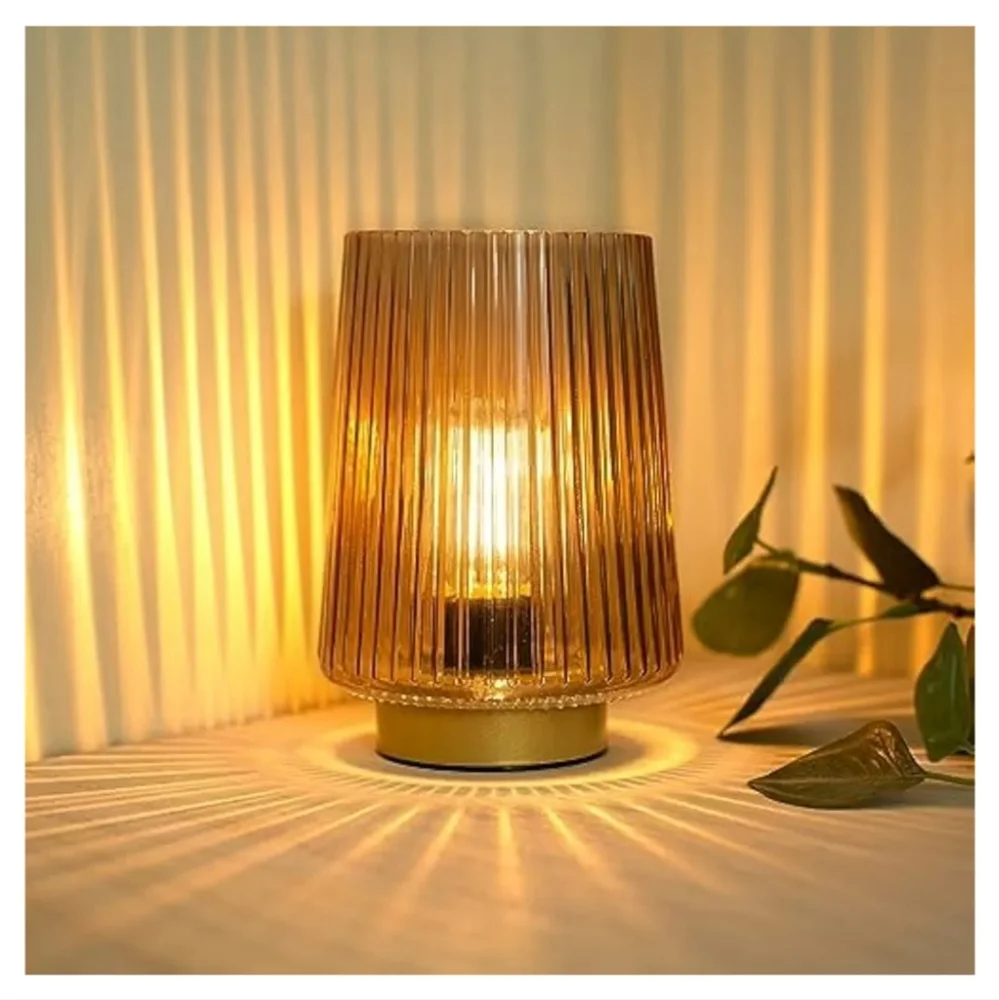 Elegant Amber Glass Table Lamp